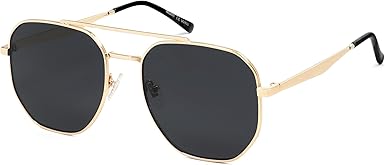 Classic Square Aviator Sunglasses for Women Men Retro Hexagon UV400 Protection Shades
